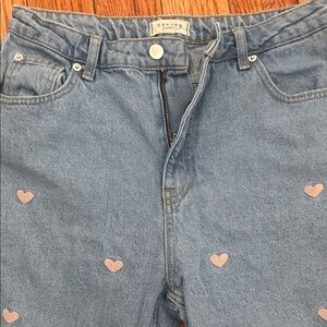 Blue Heart-Embroidered Women Jeans